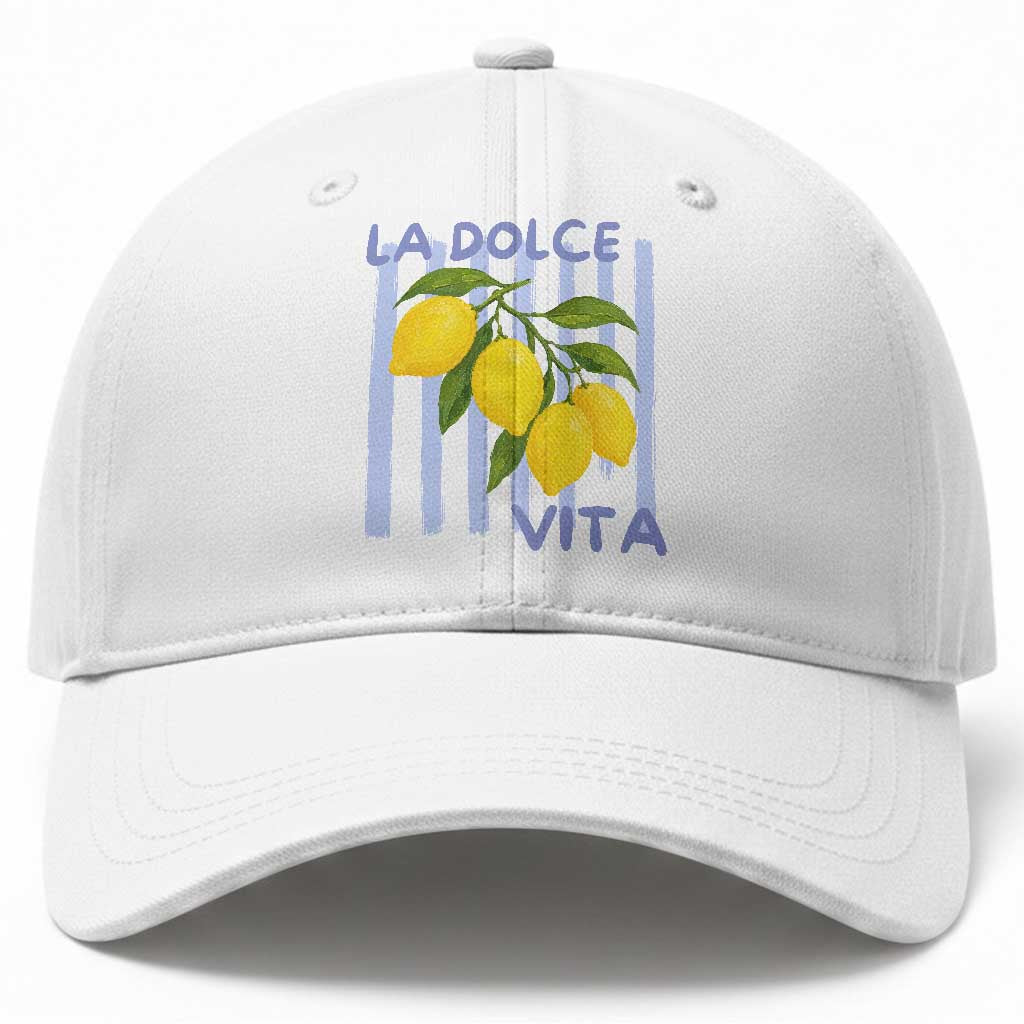 La Dolce Vita Lemon Italian Summer Baseball Cap Blue Striped TS11 Print Your Wear
