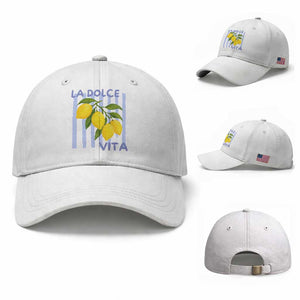 La Dolce Vita Lemon Italian Summer Baseball Cap Blue Striped TS11 Baseball Cap Universal Fit White Print Your Wear