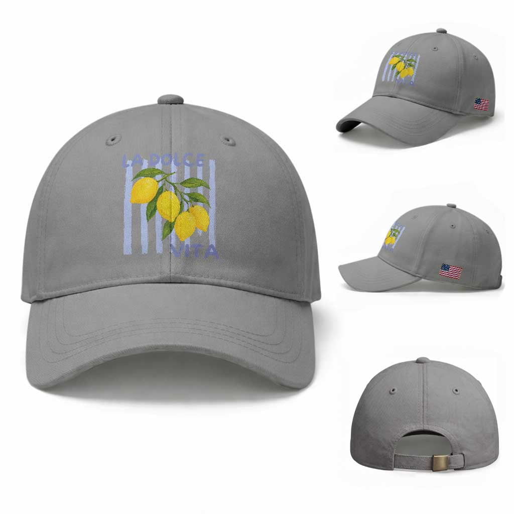 La Dolce Vita Lemon Italian Summer Baseball Cap Blue Striped TS11 Baseball Cap Universal Fit Sport Gray Print Your Wear