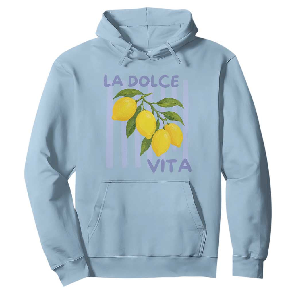 La Dolce Vita Lemon Italian Summer Hoodie Blue Striped TS11 Light Blue Print Your Wear