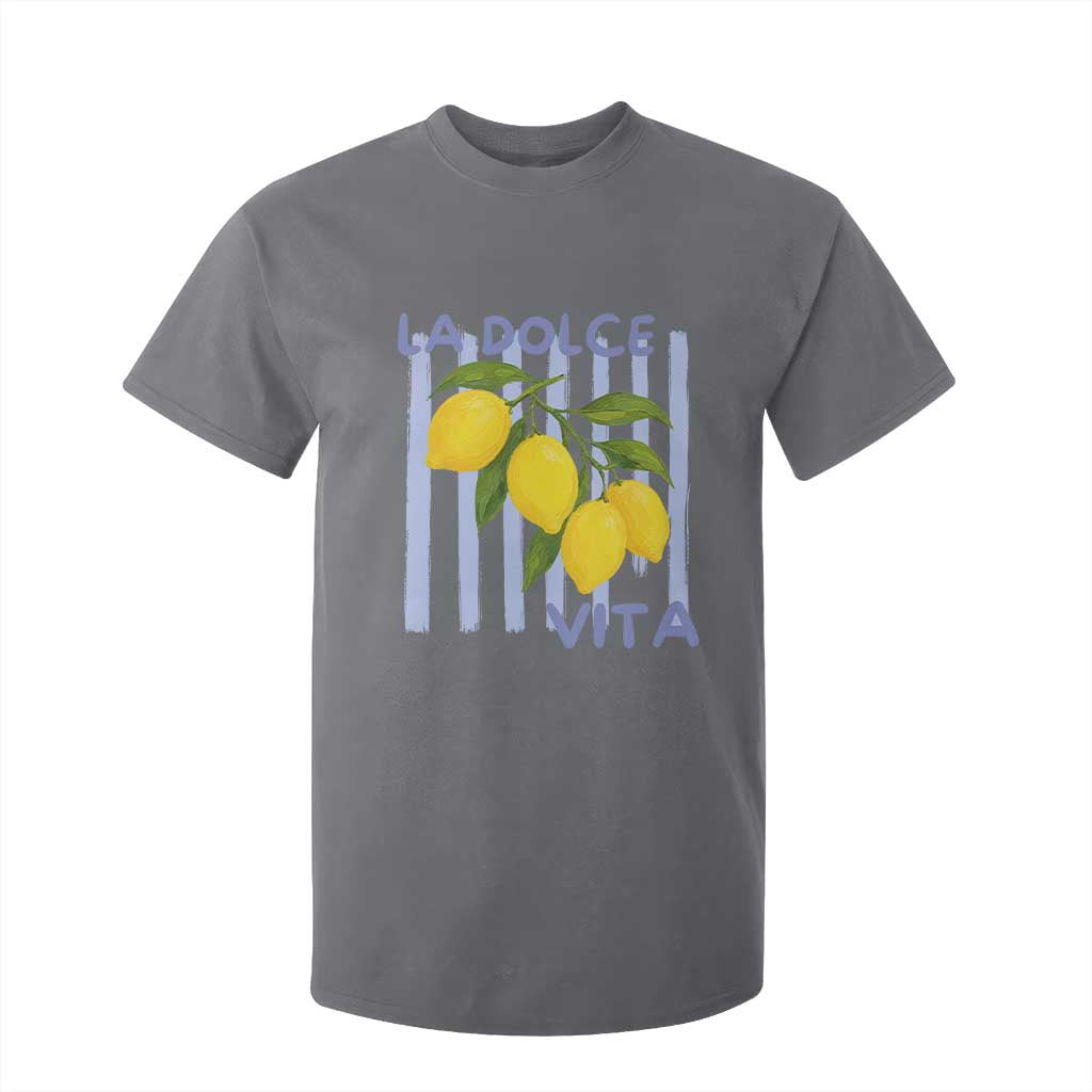 La Dolce Vita Lemon Italian Summer T Shirt For Kid Blue Striped TS11 Charcoal Print Your Wear