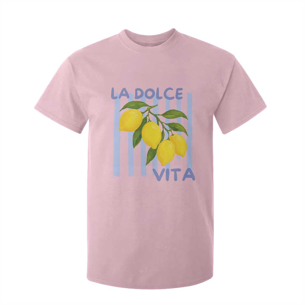 La Dolce Vita Lemon Italian Summer T Shirt For Kid Blue Striped TS11 Light Pink Print Your Wear