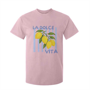 La Dolce Vita Lemon Italian Summer T Shirt For Kid Blue Striped TS11 Light Pink Print Your Wear