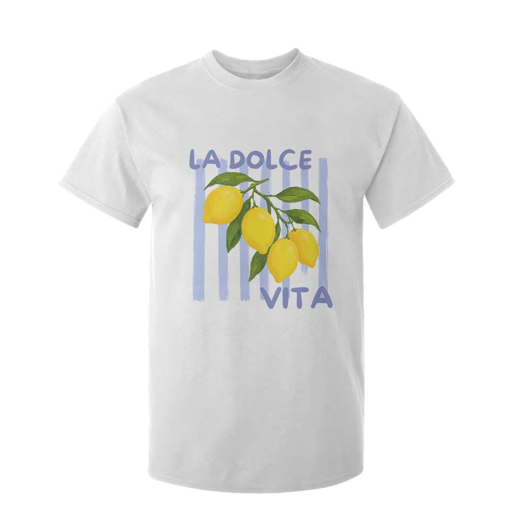 La Dolce Vita Lemon Italian Summer T Shirt For Kid Blue Striped TS11 White Print Your Wear