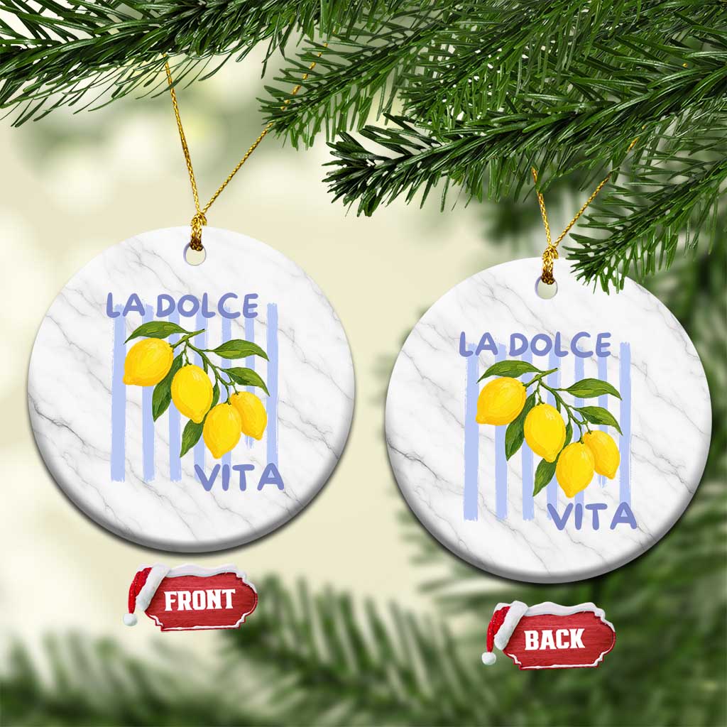 La Dolce Vita Lemon Italian Summer Ceramic Ornament Blue Striped TS11 1pc White Marble Print Your Wear