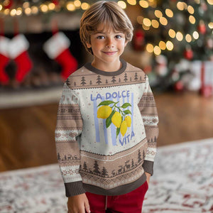 La Dolce Vita Lemon Italian Summer Ugly Christmas Sweater Blue Striped TS11 Mocha Mousse Print Your Wear