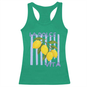 La Dolce Vita Lemon Italian Summer Racerback Tank Top Blue Striped TS11 Irish Green Print Your Wear