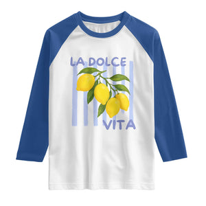 La Dolce Vita Lemon Italian Summer Raglan Shirt Blue Striped TS11 White Royal Print Your Wear