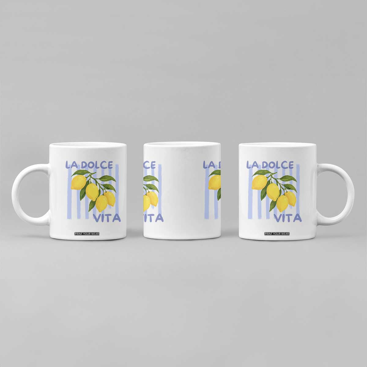 La Dolce Vita Lemon Italian Summer Coffee Mug Blue Striped TS11 Print Your Wear