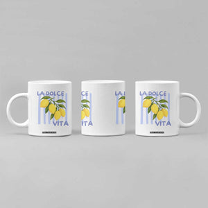La Dolce Vita Lemon Italian Summer Coffee Mug Blue Striped TS11 Print Your Wear
