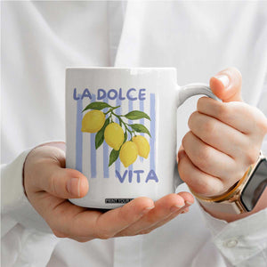 La Dolce Vita Lemon Italian Summer Coffee Mug Blue Striped TS11 Print Your Wear