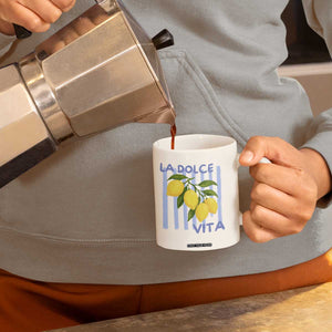 La Dolce Vita Lemon Italian Summer Coffee Mug Blue Striped TS11 Print Your Wear