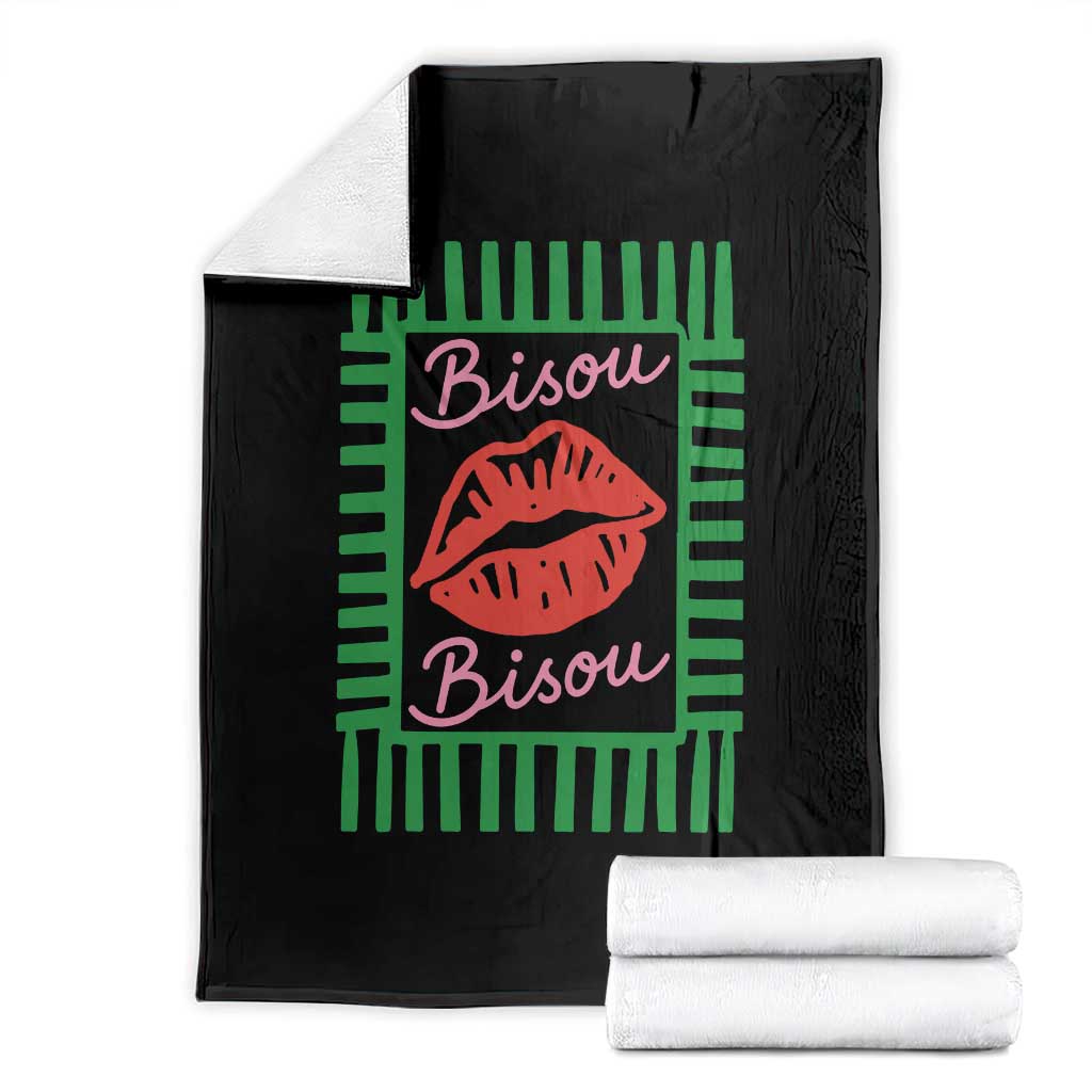 French Bisous Paris Vacation Retro Summer Vibes Throw Blanket TS11 Black Print Your Wear