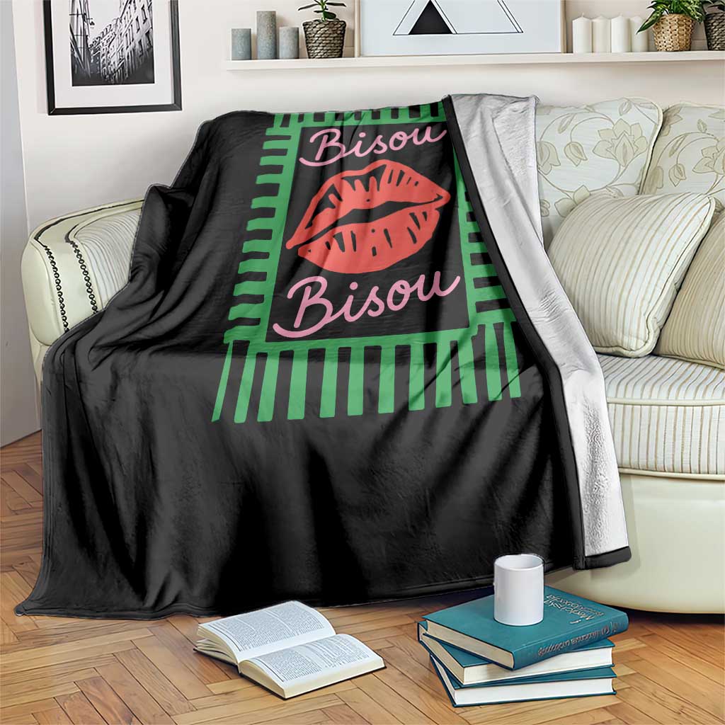 French Bisous Paris Vacation Retro Summer Vibes Throw Blanket TS11 Print Your Wear