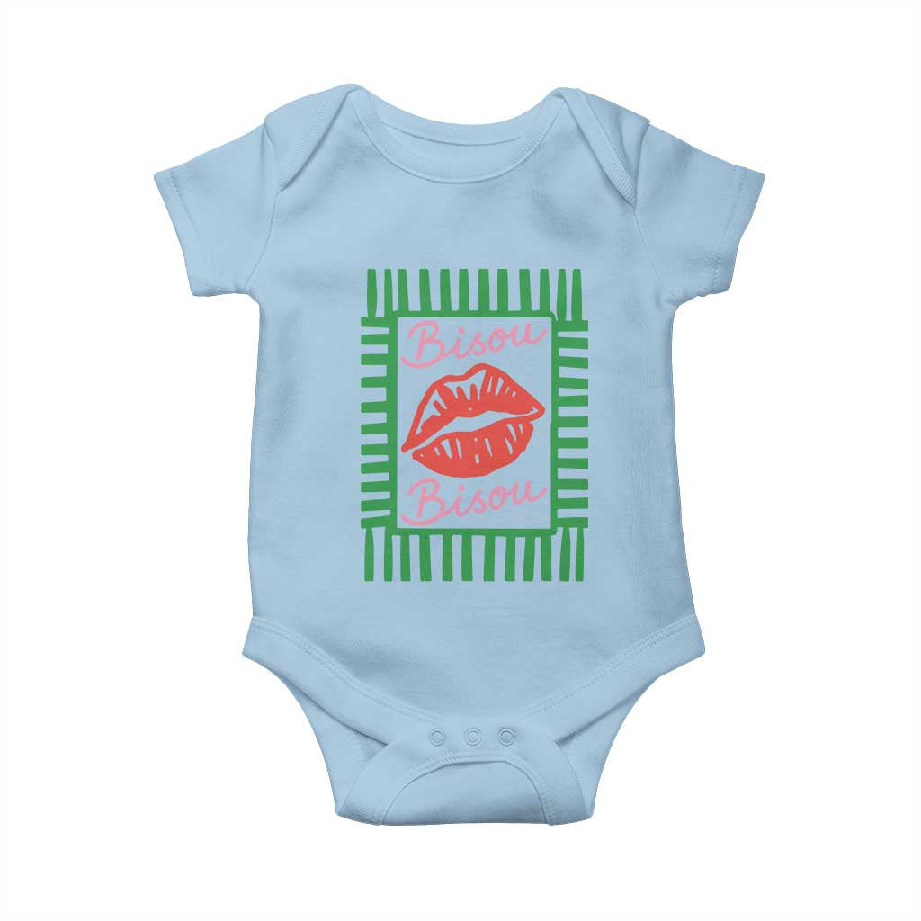 French Bisous Paris Vacation Retro Summer Vibes Baby Onesie TS11 Light Blue Print Your Wear