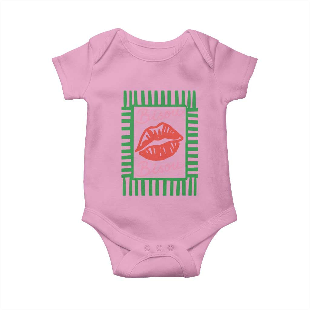 French Bisous Paris Vacation Retro Summer Vibes Baby Onesie TS11 Light Pink Print Your Wear