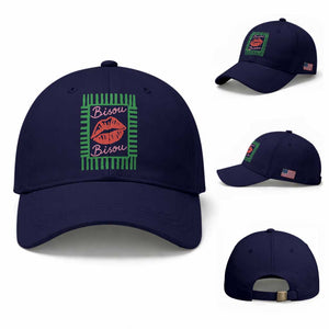 French Bisous Paris Vacation Retro Summer Vibes Baseball Cap TS11 Baseball Cap Universal Fit Dark Blue Print Your Wear