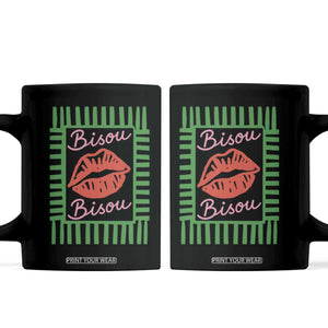 French Bisous Paris Vacation Retro Summer Vibes Coffee Mug TS11 Black Print Your Wear