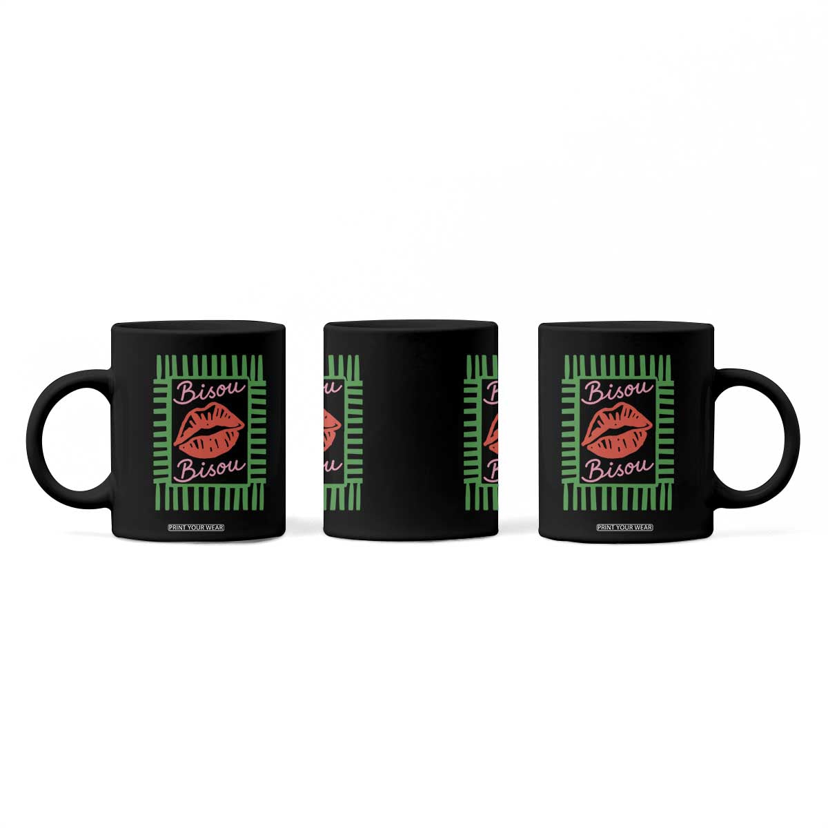 French Bisous Paris Vacation Retro Summer Vibes Coffee Mug TS11 Print Your Wear