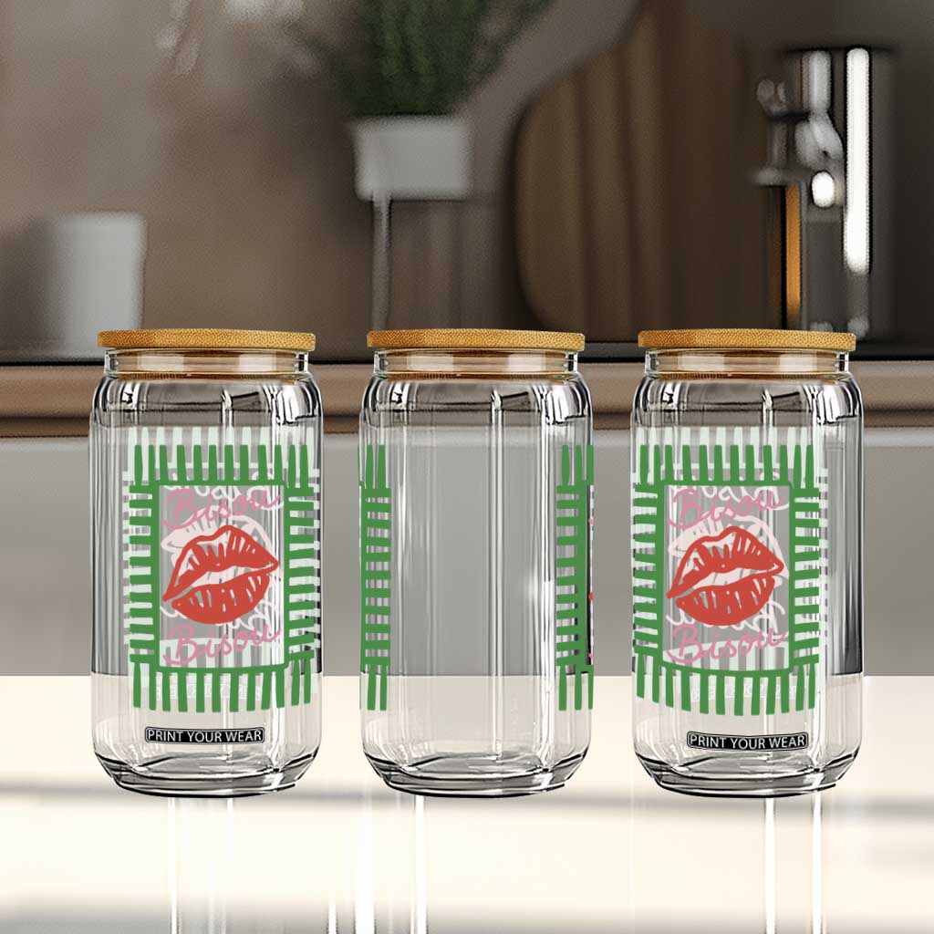 French Bisous Paris Vacation Retro Summer Vibes Glass Can TS11 Print Your Wear