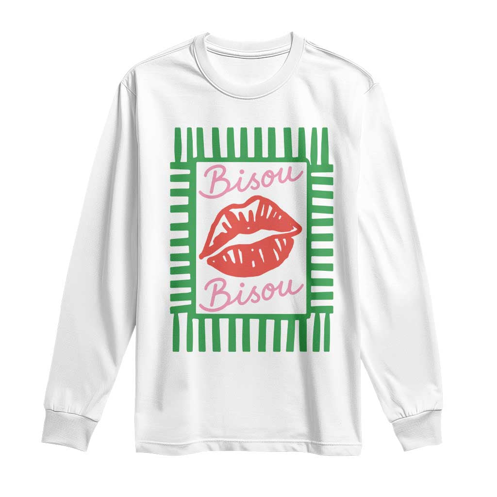 French Bisous Paris Vacation Retro Summer Vibes Long Sleeve Shirt TS11 White Print Your Wear
