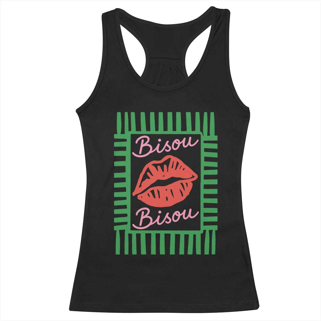 French Bisous Paris Vacation Retro Summer Vibes Racerback Tank Top TS11 Black Print Your Wear