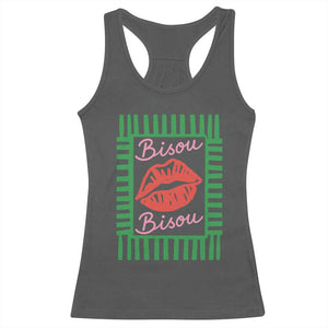 French Bisous Paris Vacation Retro Summer Vibes Racerback Tank Top TS11 Dark Heather Print Your Wear