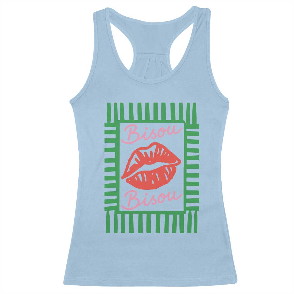 French Bisous Paris Vacation Retro Summer Vibes Racerback Tank Top TS11 Light Blue Print Your Wear