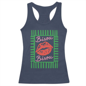French Bisous Paris Vacation Retro Summer Vibes Racerback Tank Top TS11 Navy Print Your Wear
