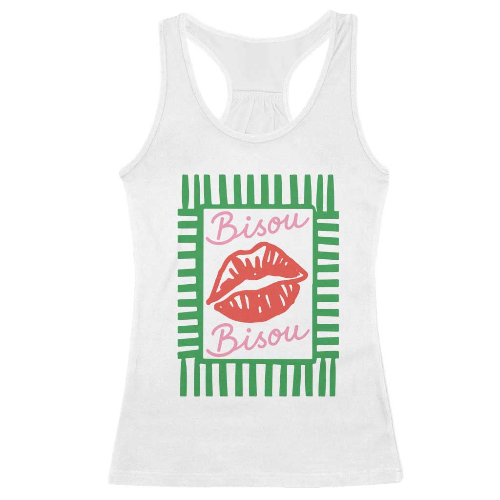 French Bisous Paris Vacation Retro Summer Vibes Racerback Tank Top TS11 White Print Your Wear