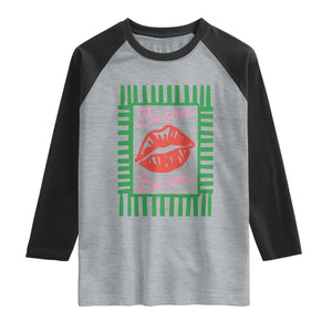 French Bisous Paris Vacation Retro Summer Vibes Raglan Shirt TS11 Heather Gray Black Print Your Wear