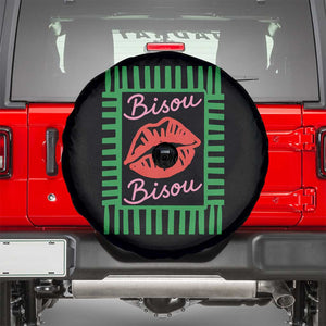 French Bisous Paris Vacation Retro Summer Vibes Spare Tire Cover TS11 Black Print Your Wear