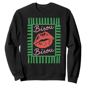 French Bisous Paris Vacation Retro Summer Vibes Sweatshirt TS11 Black Print Your Wear