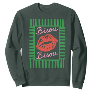 French Bisous Paris Vacation Retro Summer Vibes Sweatshirt TS11 Dark Forest Green Print Your Wear