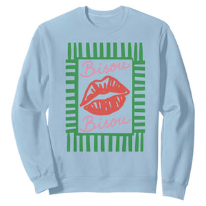French Bisous Paris Vacation Retro Summer Vibes Sweatshirt TS11 Light Blue Print Your Wear
