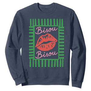 French Bisous Paris Vacation Retro Summer Vibes Sweatshirt TS11 Navy Print Your Wear