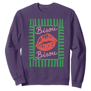 French Bisous Paris Vacation Retro Summer Vibes Sweatshirt TS11 Purple Print Your Wear