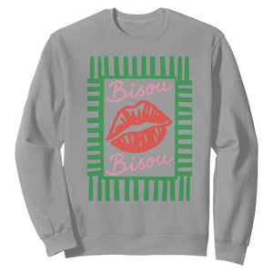 French Bisous Paris Vacation Retro Summer Vibes Sweatshirt TS11 Sport Gray Print Your Wear