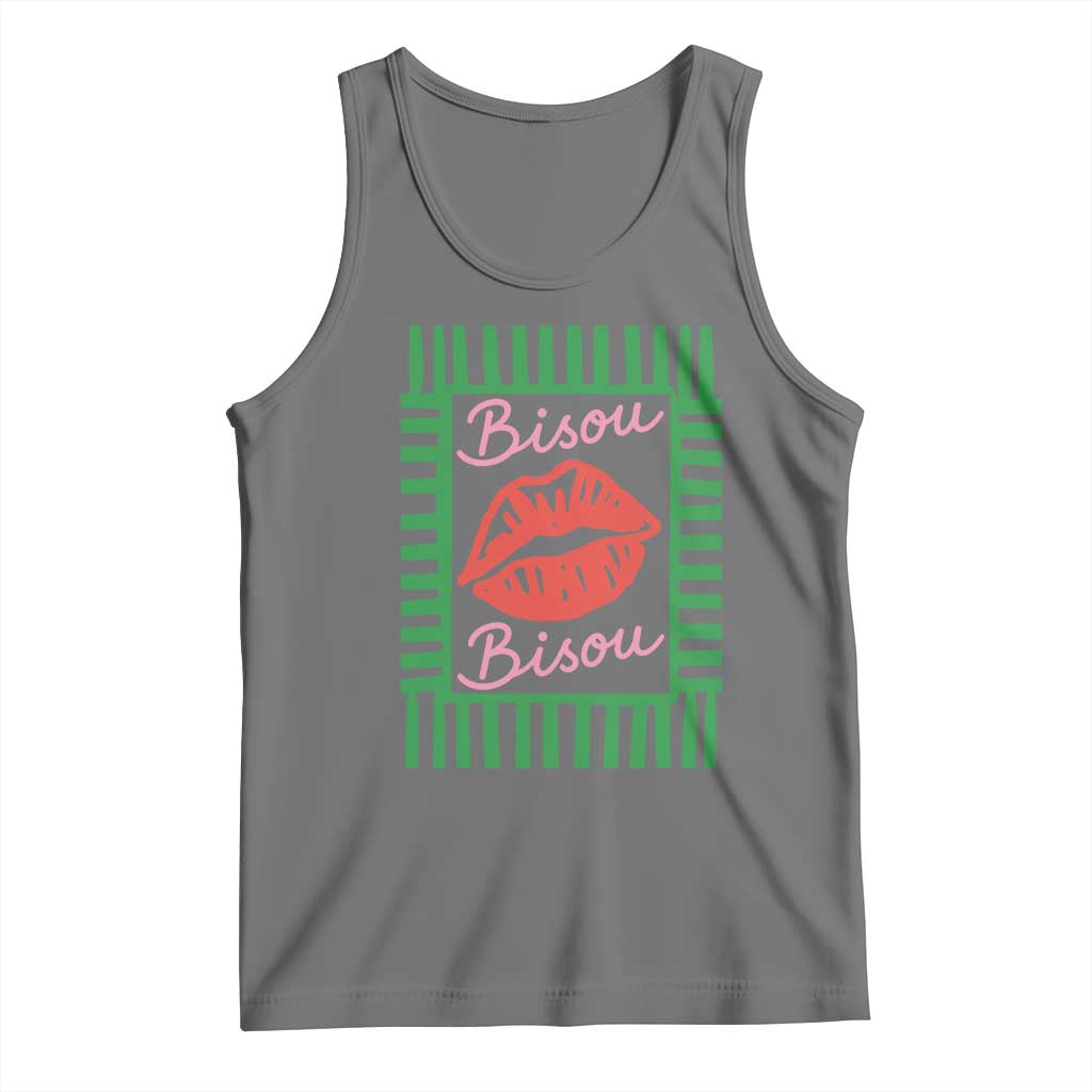 French Bisous Paris Vacation Retro Summer Vibes Tank Top TS11 Black Heather Print Your Wear