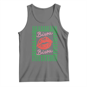French Bisous Paris Vacation Retro Summer Vibes Tank Top TS11 Black Heather Print Your Wear