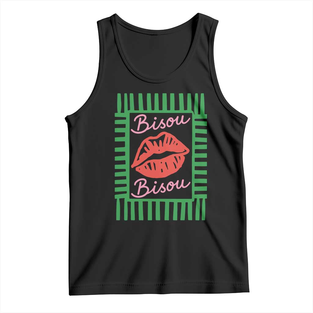 French Bisous Paris Vacation Retro Summer Vibes Tank Top TS11 Black Print Your Wear