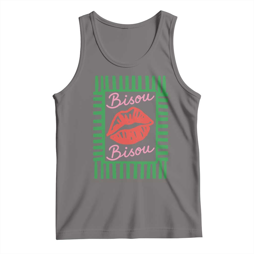 French Bisous Paris Vacation Retro Summer Vibes Tank Top TS11 Deep Heather Print Your Wear