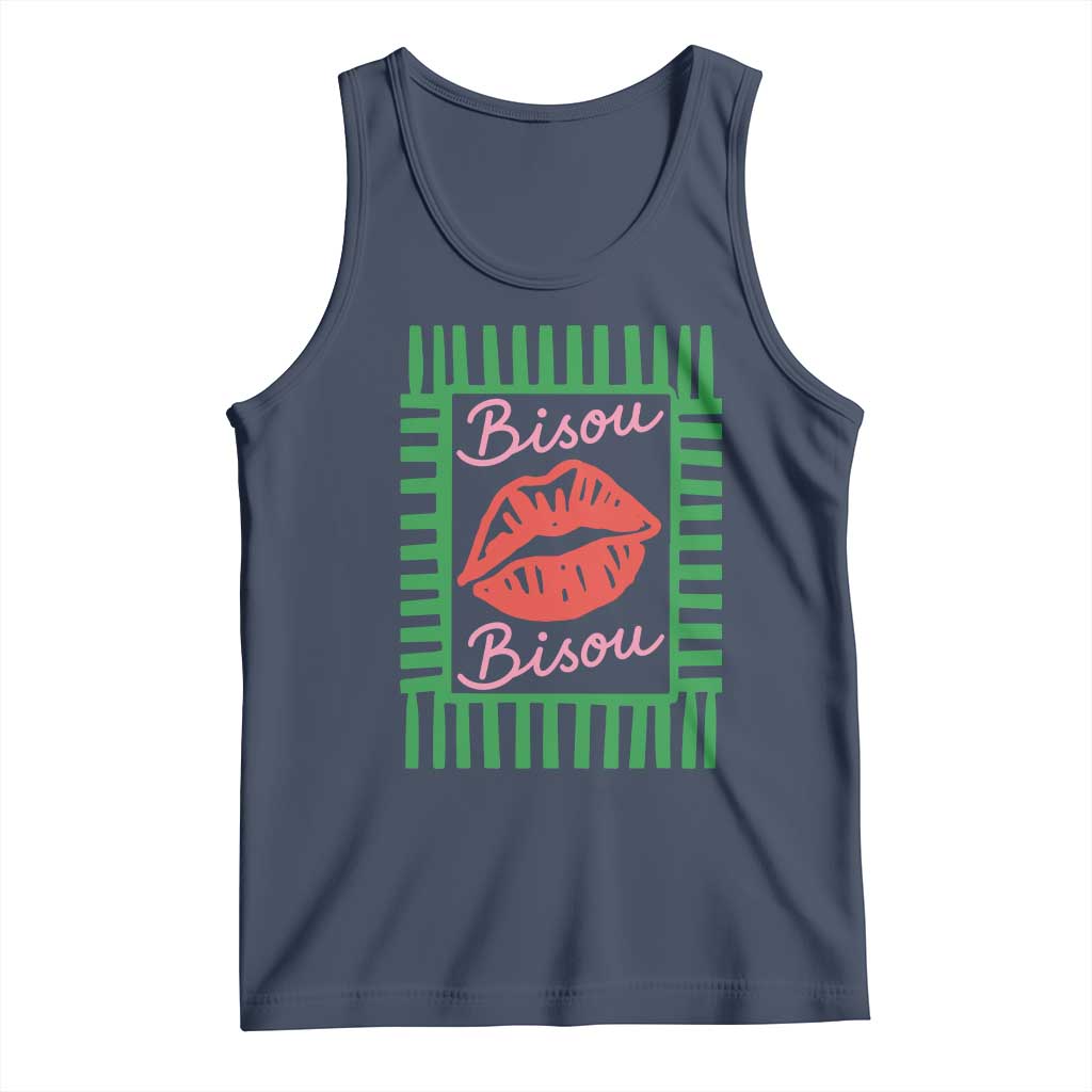 French Bisous Paris Vacation Retro Summer Vibes Tank Top TS11 Navy Print Your Wear