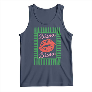 French Bisous Paris Vacation Retro Summer Vibes Tank Top TS11 Navy Print Your Wear
