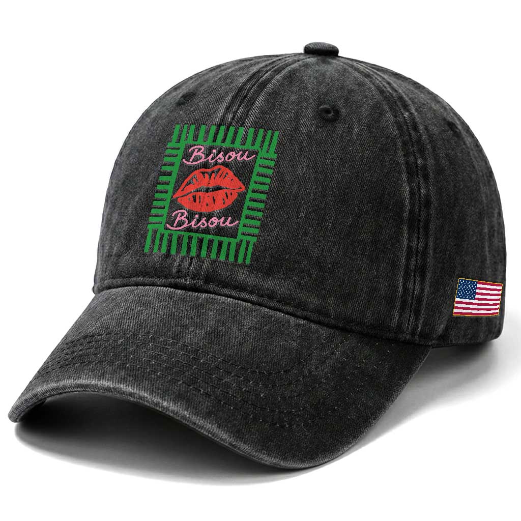 French Bisous Paris Vacation Retro Summer Vibes Washed Cotton Baseball Cap TS11 Print Your Wear