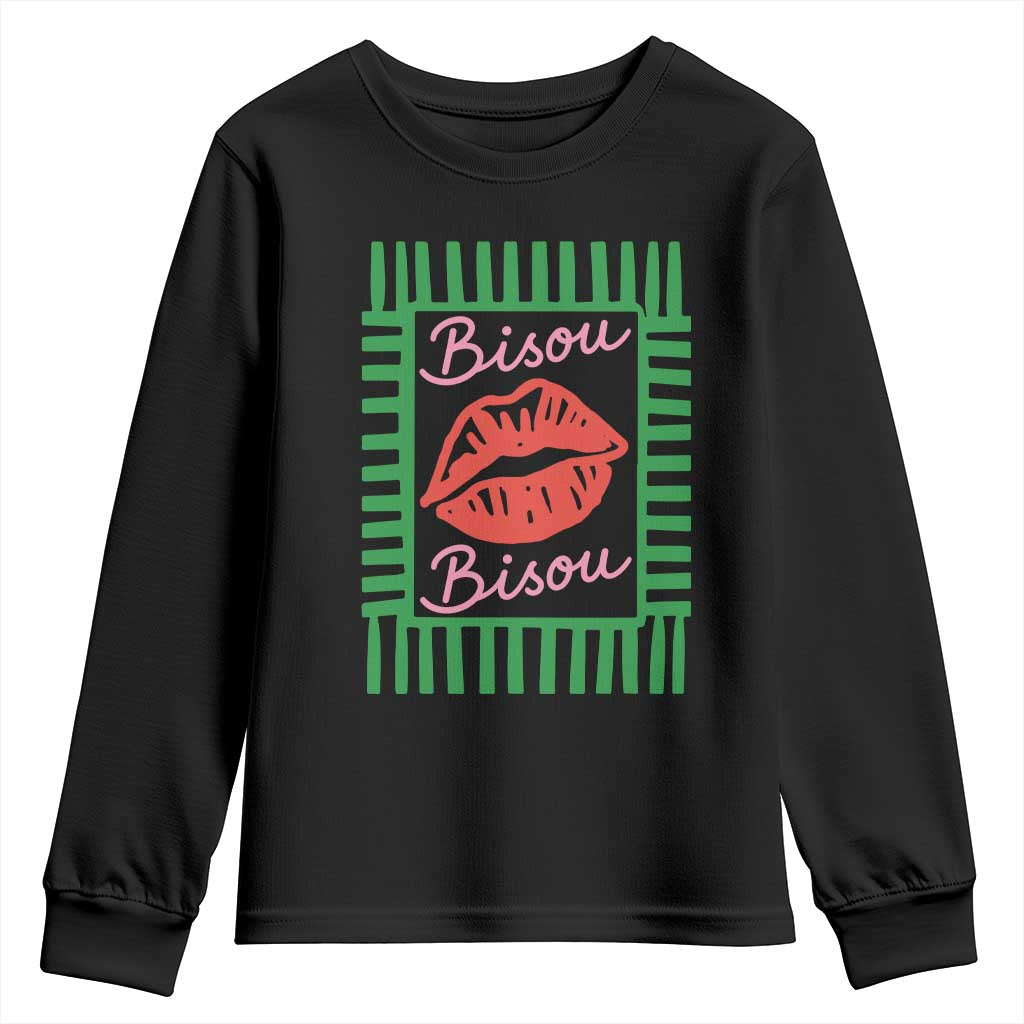 French Bisous Paris Vacation Retro Summer Vibes Youth Sweatshirt TS11 Black Print Your Wear