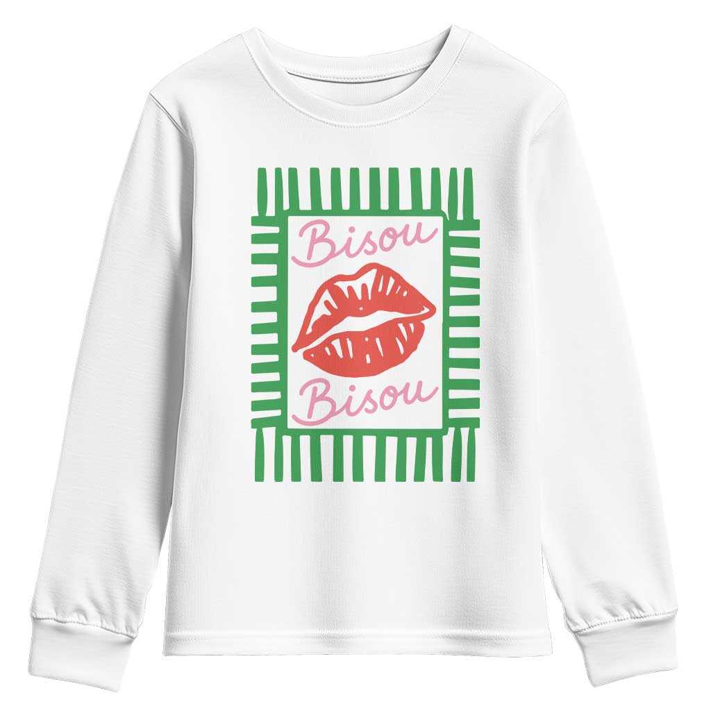 French Bisous Paris Vacation Retro Summer Vibes Youth Sweatshirt TS11 White Print Your Wear