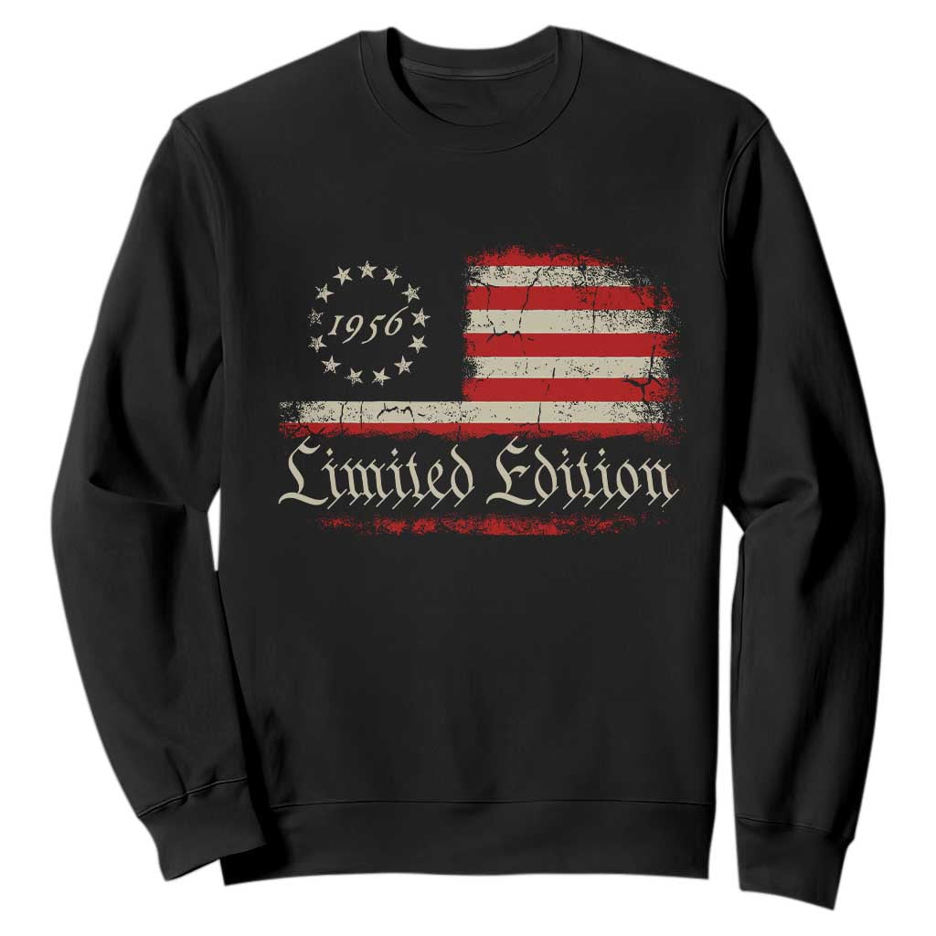 70th Birthday 1956 Limited Edition Sweatshirt Gifts for 70 Years Old Vintage American Flag TS11 Black Print Your Wear