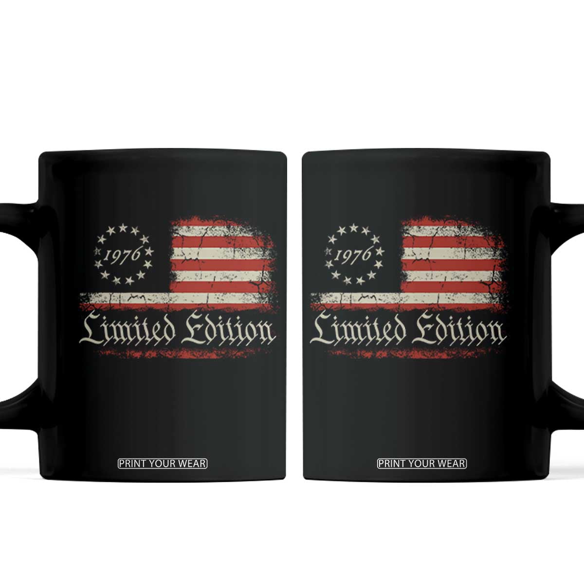 50th Birthday 1976 Limited Edition Coffee Mug Gifts for 50 Years Old Vintage American Flag TS11 Black Print Your Wear