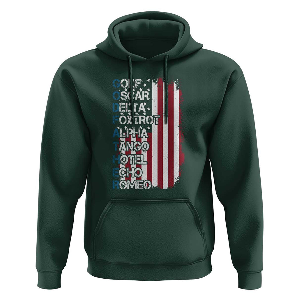 Godfather Hoodie Phonetic Alphabet Veteran Dad Uncle TS11 Dark Forest Green Print Your Wear